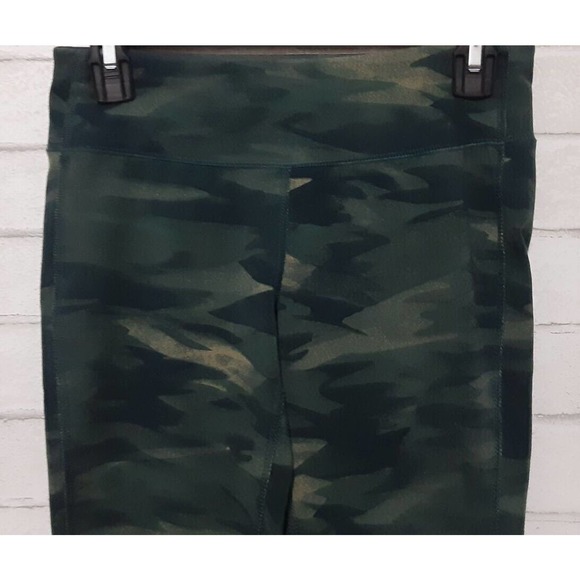 Reebok Women’s Leggings Size S Athletic Pants Green Camo Low Rise Ankle Length - Picture 2 of 5